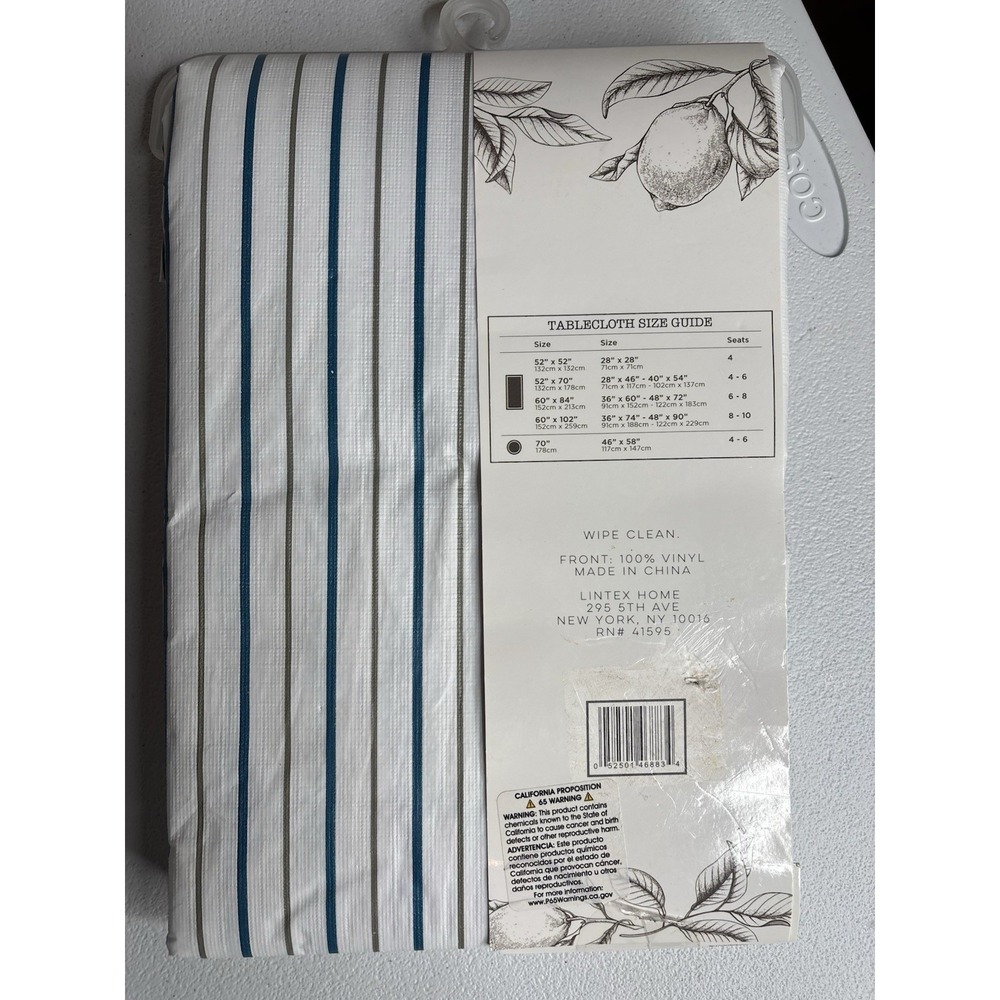Lintex Vinyl Tablecloth Home Collection Rectangle French‎ Stripe Lot Of 2 New - Picture 8 of 16